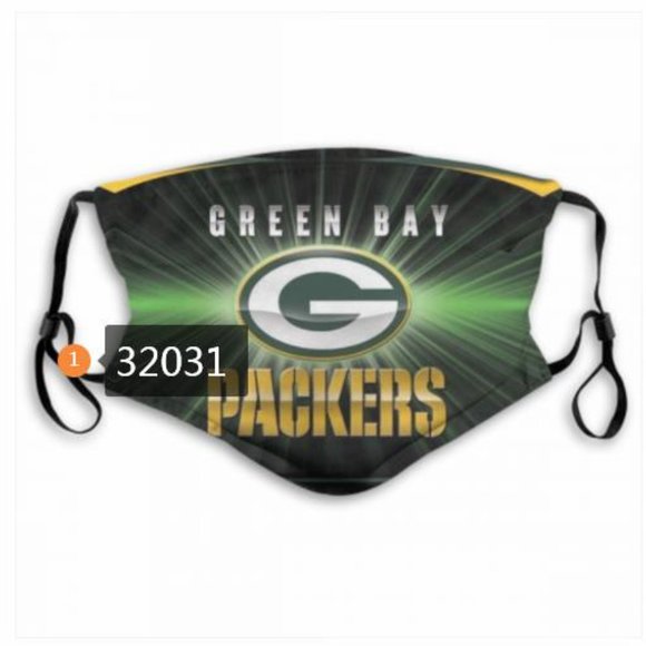 Green Bay Packers  Face Mask Dbl Layer w/ Filter - Picture 1 of 3